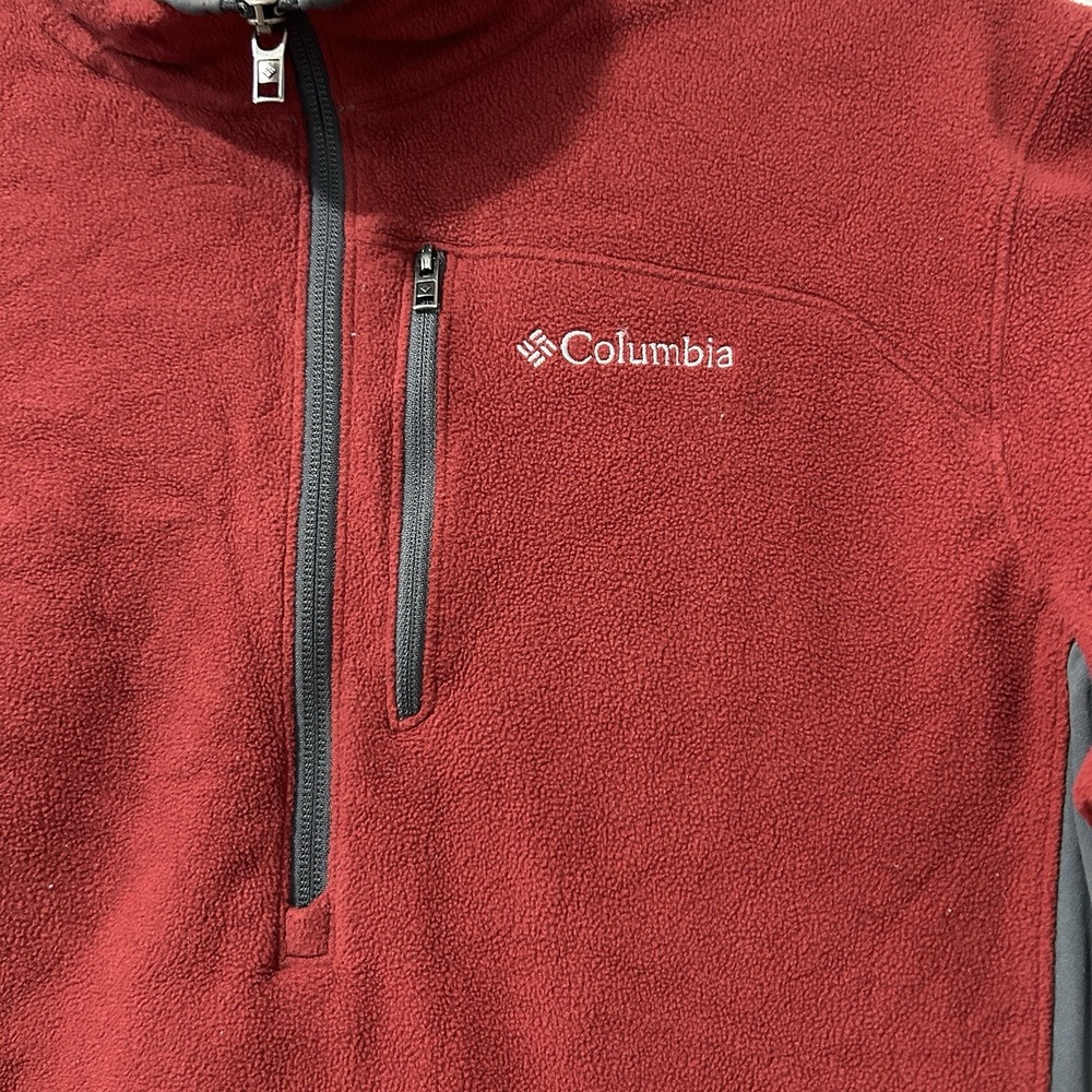 Columbia Men's Medium Fleece Pullover 1/4 Zip Burgundy Gray - Picture 3 of 7